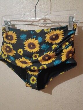 Shein Size Medium High-Waist Sunflower Print Bikini Bottoms